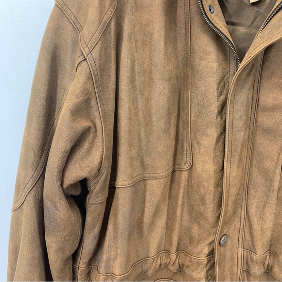 Georgetown Leather Design Mens Large Coat Full Zip Snap Brown Drawstring Pockets - Picture 3 of 13